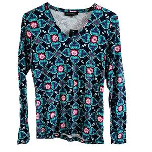 Jones New York Colorful Patterned Long Sleeve Top